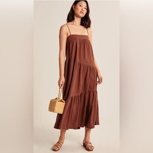 Abercrombie & Fitch Linen Blend Terracotta Maxi